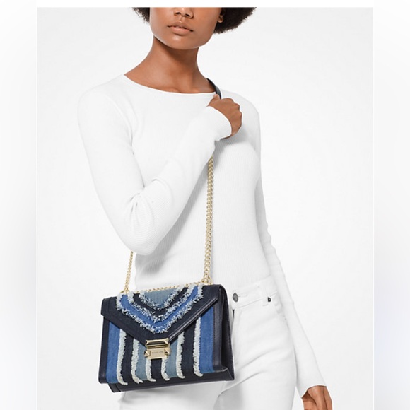 Michael Kors Handbags - Michael Kors 👛Elegant Blue and White  Denim Women's Bag